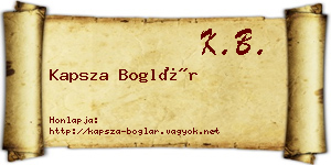 Kapsza Boglár névjegykártya